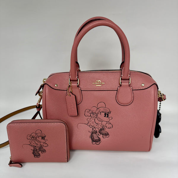 Coach - Disney X Minnie Mouse Roller Skating Mini Bennett Satchel Crossbody with matching Wallet