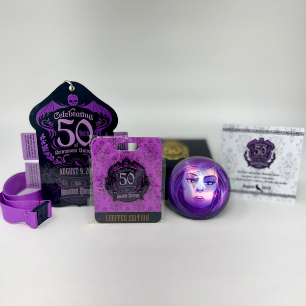 Haunted Mansion 50th Anniversary - Disney Parks Disneyland 2019 Limited Edition Event Trading Pin, Paperweight, and Lanyard