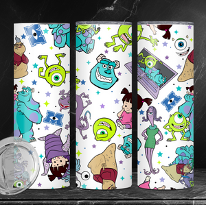 Monsters Inc AOP 20 oz Skinny Tumbler with Lid & Straw