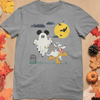 Spooky Pals Moonlit Stroll Tee | Garment Dyed Gray Unisex Fit Halloween