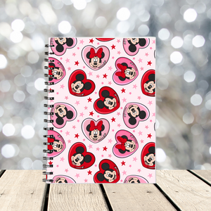 Mickey & Minnie Hearts A5 Spiral Bound Notebook