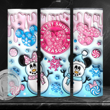 Let it Snow Season! Mickey & Minnie Pastel Snowman "Inflated" 20 oz Skinny Tumbler with Lid & Straw