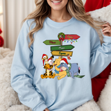 Pooh bear and friends Holiday crew neck sweatshirt