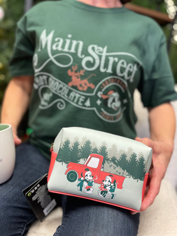 Bibbidi x Loungefly Exclusive Holiday Mickey and Minnie Cosmetic Bag!